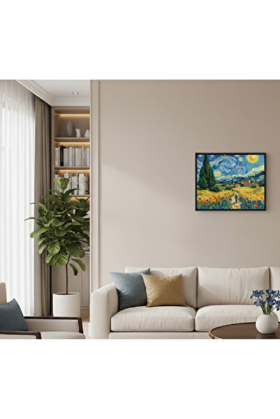 hollywest Van Gogh Tarzı Çerçeveli Tablo - Yağlı Boya Efektli Manzara Tablo,Sanat Eseri Reprodüksiyon Tablo