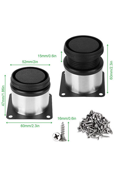 OEM Set de 4 picioare de mobilă SENENQU, reglabile, 50 mm / înălțime 60 mm, oțel inoxidabil, culoare argintie