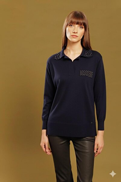 Lal Triko Polo Neck Zimba Detailled Sweater 12022