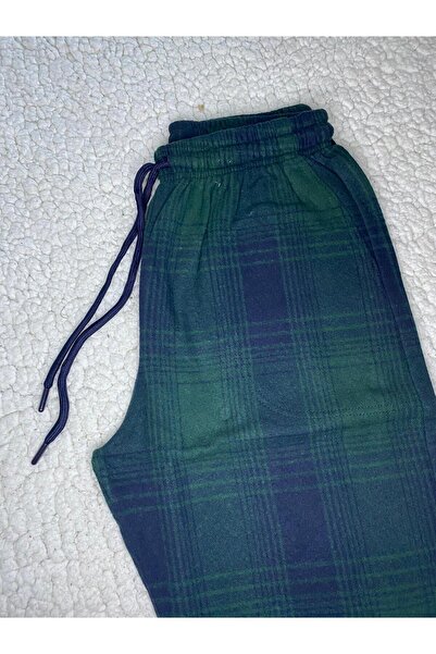 DÜVEN Jacquard Fabric Winter Women's Men's Unisex Green Tracksuit & Pajama Bottoms