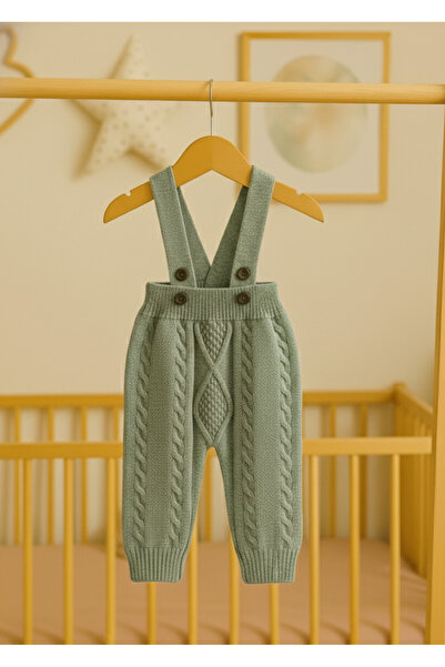 Nimini Kids Unisex Baby Thick Tights Salopet with Knitted Diamond Pattern and Adjustable Straps (0-2 Years Old)