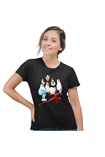OEM Tricou Femei Pinguinii din Madagascar Strumfii Miraculous Popeye Marinarul