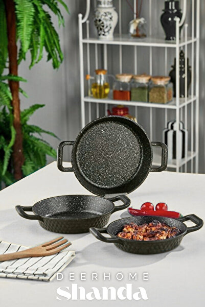 MCA Deerhome Döküm Granit 3'lü Sahan 18-20-22 Cm Siyah