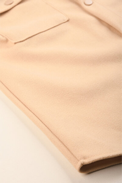 DeepSEA Ανδρικό μπουφάν μπεζ με καστανόχρωμο κέντημα – Μπουφάν με κουμπωτά και τσέπες με άνετη εφαρμογή 2500559