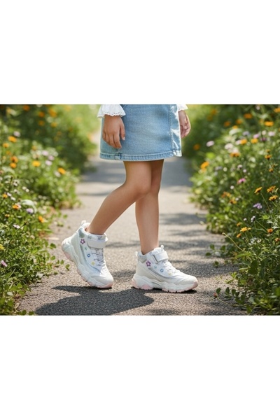 JOJO KIDS Girls' Orthopedic Thick-Soled Velcro Boots, Colorful Floral Boots