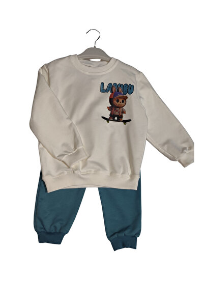 Tospik Kids Mavi Labubu Baskılı Çocuk Eşofman Takımı – Rahat ve Yumuşak Kumaş 3 İPLİKLİ