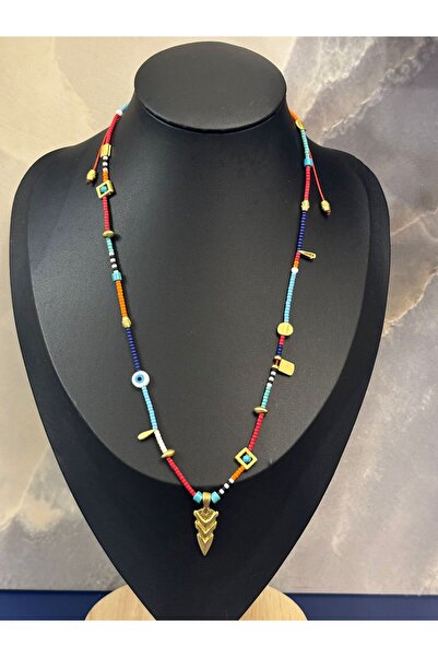 Idarosa Concept Antik, Bohem, Renkli Boncuklu, Pirinç Üzeri Altın Kaplama Mat...