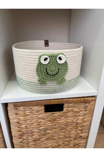 NuaCraft سلة تنظيم ألعاب غرفة الأطفال على شكل ضفدع من الخيزران، هدية ديكور من...