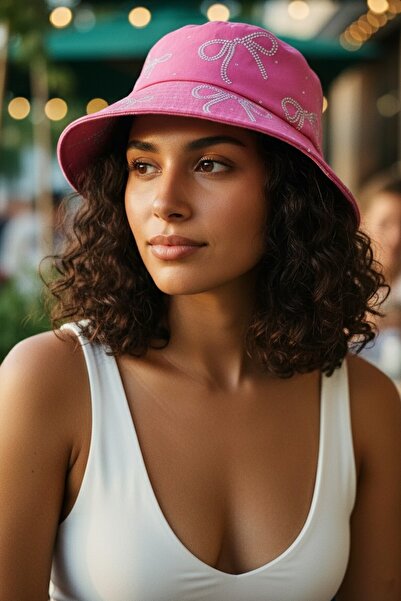 CAŞ DEKORASYON Pălărie de piatră cu panglică de culoare roz