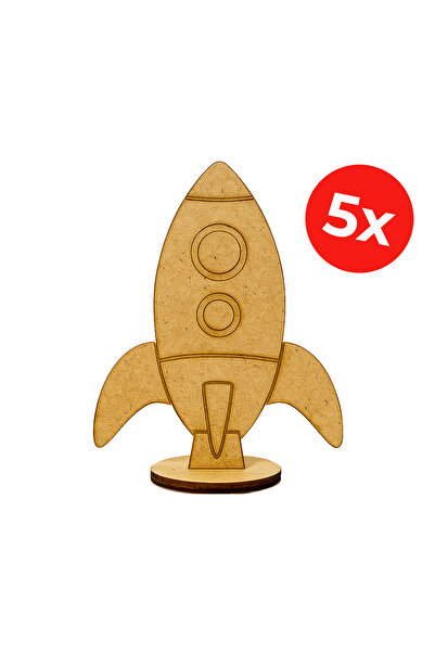 KİDOSE Ahşap Tasarım Roket Kit - Roket Tasarım Seti - Boyanabilir Roket - 5'l...