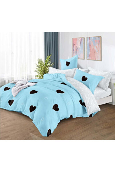 Pucioasa Lenjerie de pat dublă (cearșaf cu elastic), design reversibil, 6 piese Finet Thick (cod ST-3)