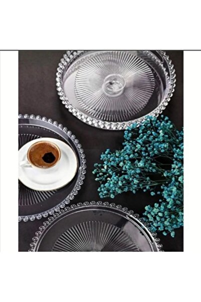 sweenhome Beaded Round Presentation Tray Plastic 23 cm