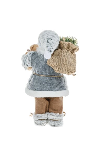 OEM Realistic Santa Claus Figurine White Gray Fur and Teddy Bear 30cm