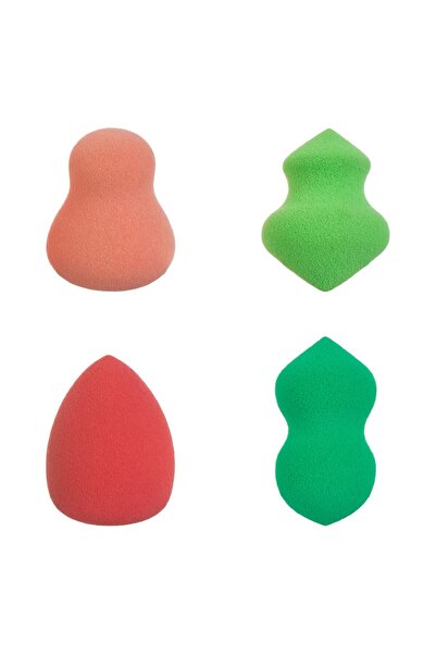 OEM Makeup Sponge Set Drops of Different Colors in Transparent Globe with Christmas Ribbon - 4pcs