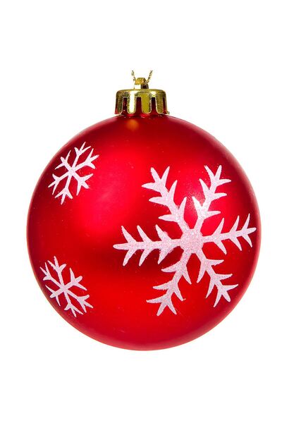 OEM Set of Red and White Snowflake Christmas Baubles Ø8cm - 6pcs