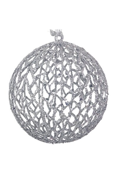 OEM Ornament Brad de Craciun Glob Glitter Argintiu Ø15cm