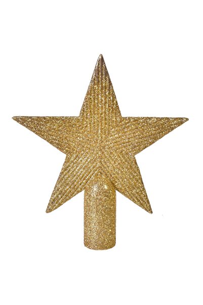 OEM Varf pentru Brad Stea Aurie cu Glitter 15cm