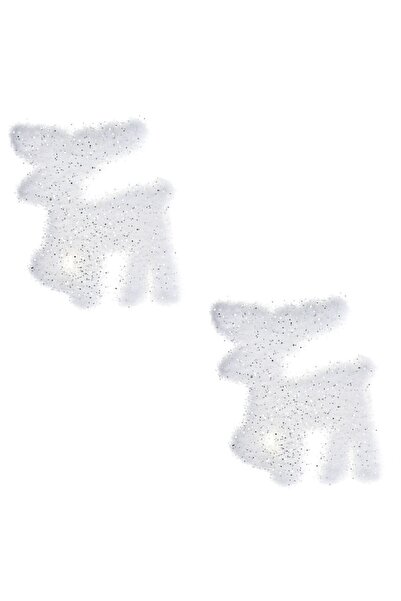 OEM Cerb Decorativ Autocolant 3D Alb cu Glitter 9cm - 2buc