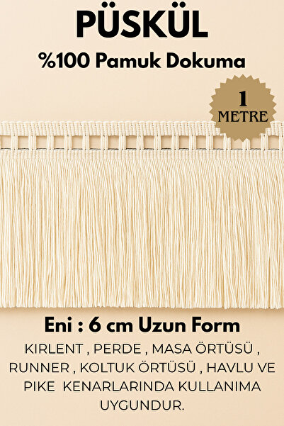 Morlay 1 Meter Cotton Ribbon Tassel Fringe, Natural Raw Weaving, Bohemian Rustic Tassel Edge Width: 6.5 cm