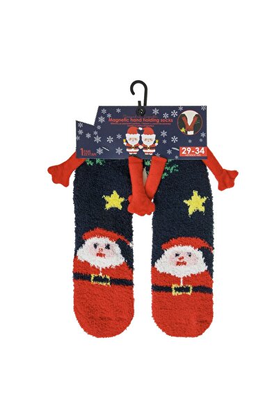 OEM Fancy Blue Red Socks with Patterned and Magnetic Hands for Children 35-38