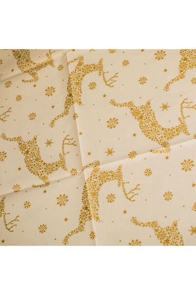 OEM Decorative Laminated Tablecloth Ecru with Reindeer and Christmas Snowflakes 180x140cm