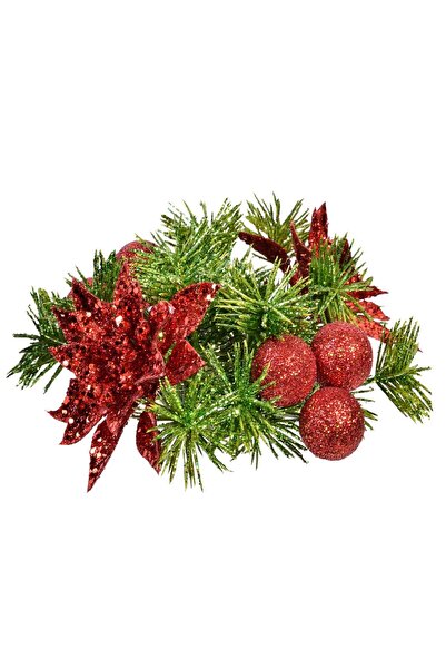 OEM Inel Decorativ de Craciun pentru Lumanare Verde Craciunite Rosii Bile 10cm