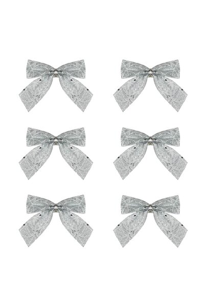 OEM Fundite Decorative de Craciun cu Glitter Argintiu 9x9.5cm - 6buc