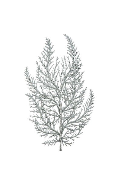 OEM Διακοσμητικό Χριστουγεννιάτικο Κλαδί Φτέρης Ασημί Γκλίτερ 47εκ.