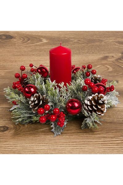 OEM Inel Decorativ de Craciun pentru Lumanare Conuri de Pin Bile si Pomusoare...