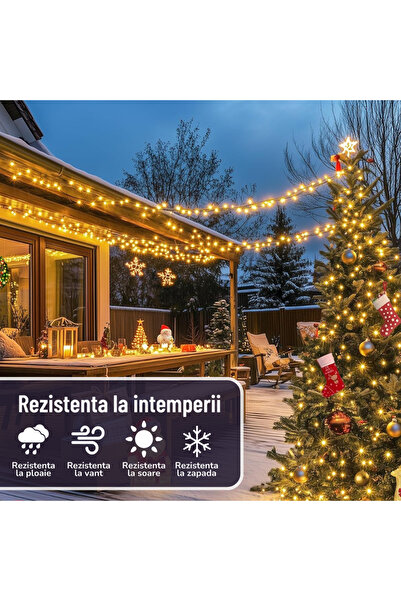 GARDEON ® Set of 2 Linear Roll String Lights, 50m Each, 8 Light Modes, Black Wire, IP44, Warm White