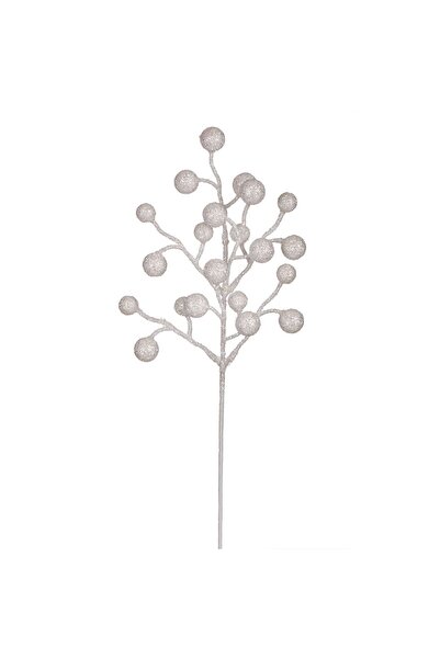 OEM Διακοσμητικό Χριστουγεννιάτικο Κλαδί με Λευκά Γκλίτερ Φρούτα 43 εκατοστά