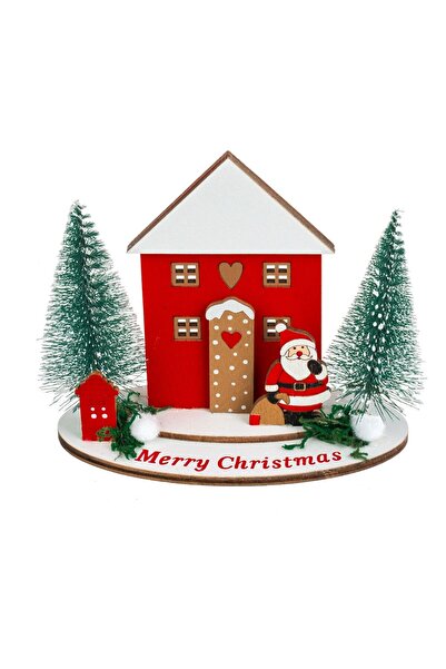 OEM Χριστουγεννιάτικο Ξύλινο Σπιτάκι με Δέντρα 13x6x12εκ.