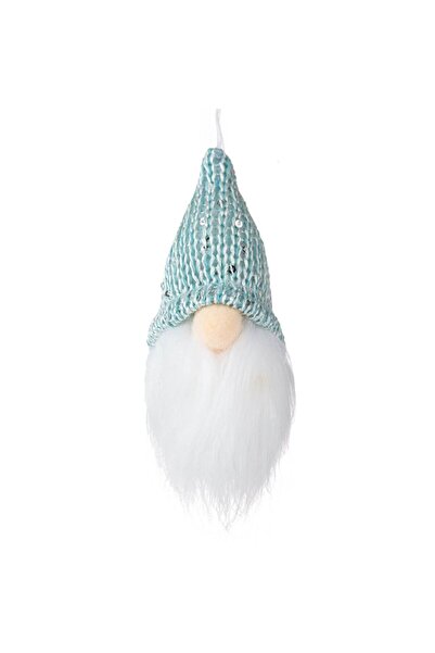 OEM Ornament Brad de Craciun Figurina Gnome cu Caciula Bleu cu Paiete 5x9cm