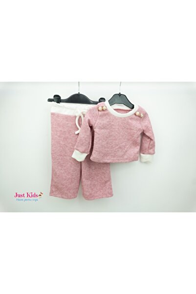 Justkids Set tricotat din 2 piese cu nasturi eleganți, roz, 6-36 luni