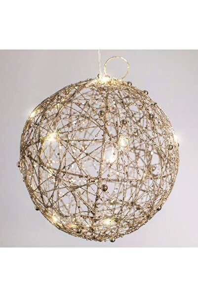 OEM Glob Decorativ de Craciun cu Tinsel Sampaniu & 20 de Becuri LED Ø20cm
