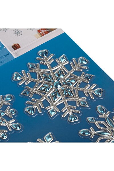 OEM Christmas Decorative Stickers Silver Flakes Blue 18x23cm