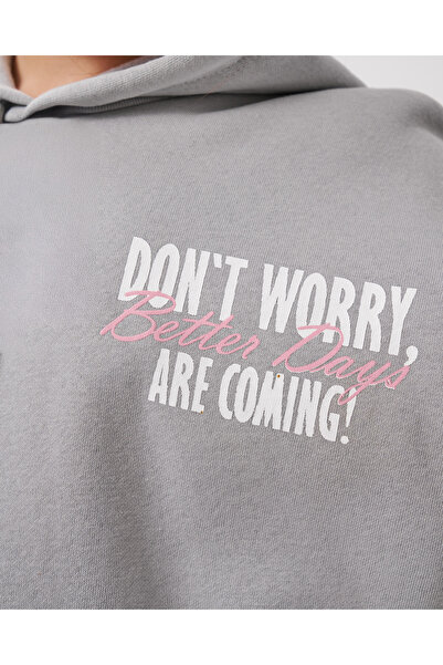 Magu Girl's Cotton Gray Hooded Sweatshirt and Palazzo Tracksuit Set