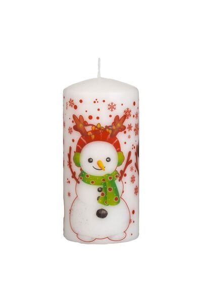 OEM Lumanare de Craciun Alba cu Imprimeu Om de Zapada Ø7x15cm