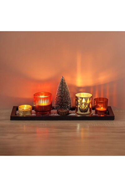 OEM Christmas Decorative Set with 4 Candle Holders & Tree 39x13cm