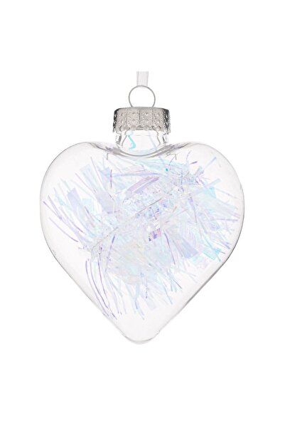 OEM Χριστουγεννιάτικο Στολίδι Δέντρου Διάφανη Καρδιά με Ιριδίζοντα Πούλιες 8εκ.
