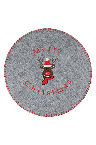 OEM Γκρι τσόχινη χριστουγεννιάτικη βάση για πιάτο με φιγούρα ταράνδου και την...