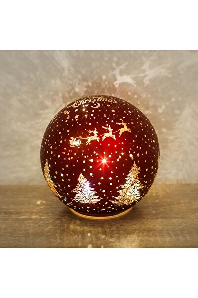 OEM Glob Decorativ de Craciun din Sticla Rosei cu Lumina LED 15cm