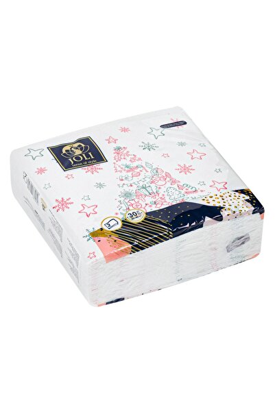 OEM Christmas Table Napkins White Fir Red Snowflakes Gray 40x40cm - 30 pcs