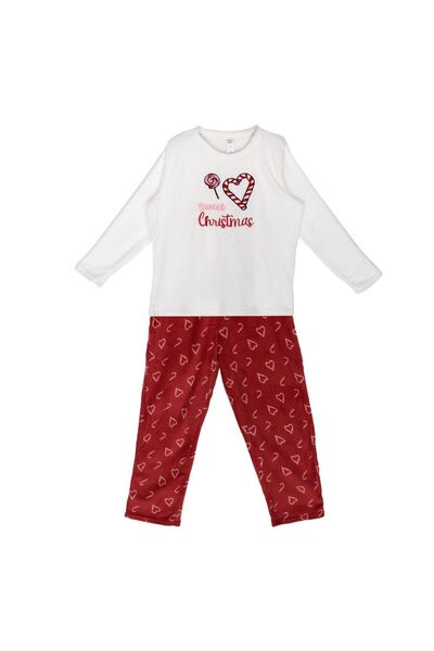 OEM White and Red Candy Velvet Pajama Set for Women Small-Medium