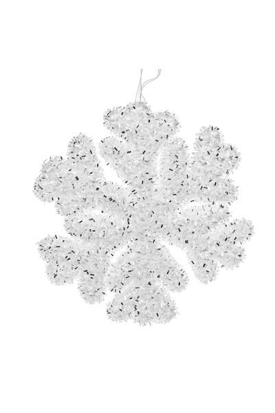 OEM Ornament Brad de Craciun din Spuma Fulg Alb cu Beteala Argintie 15cm