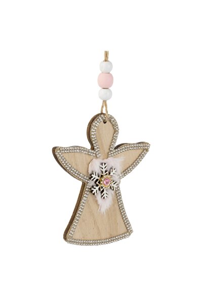 OEM Wooden Angel Christmas Tree Ornament with Rhinestones 10cm