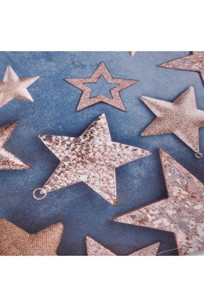 OEM Napron Decorativ de Craciun Albastru cu Stele Aurii 160x33cm