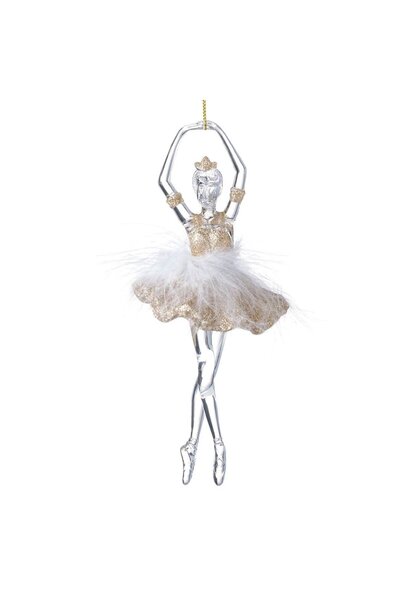 OEM Ornament Brad de Craciun Balerina Transparenta Glitter Bej Sampanie Pana ...