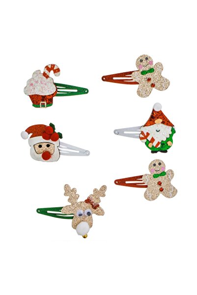 OEM Set Clame Par de Craciun cu Diverse Figurine de Pasla cu Glitter Auriu 6 ...