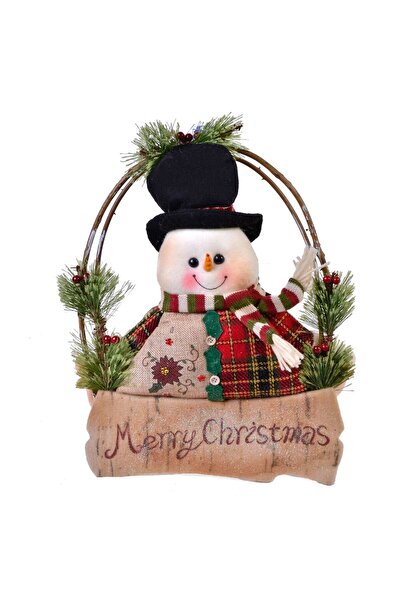 OEM Decoratiune Suspendabila de Craciun din Lemn Coronita Om de Zapada 37cm